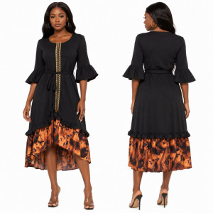 Elegant Womens Layered Midi Dress