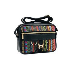 Multicultural Patterned Vegan Leather Crossbody Bag