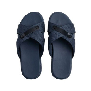Textured Cross Strap Casual Slides