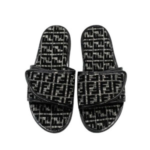 Black and White Geometric Patterned Slide Sandals