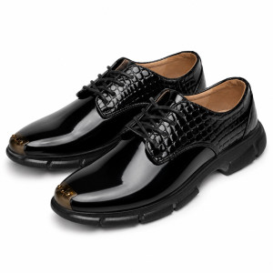 Luxury Black Crocodile Texture Mens Dress Shoe