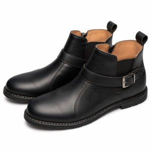 Classic Black Buckle Strap Mens Chelsea Boot