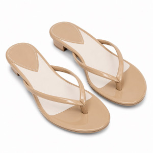 Luxury Nude Minimalist Flat Flip Flop Sandals   for Women