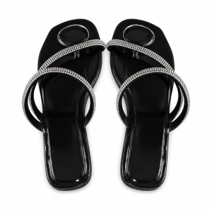 Rhinestone Cross Strap Flat Sandals