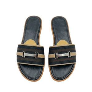 Womens Two Tone woven Slide Sandals
