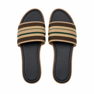 Womens Multi Tone Striped Casual Slide Sandals