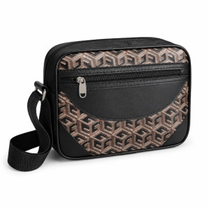 Luxury Black Geometric Print Crossbody Shoulder Bag for Men and Women
