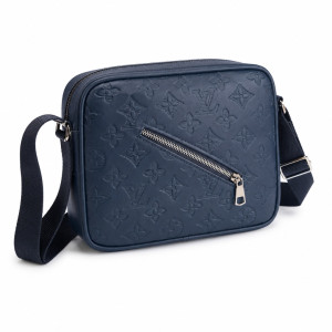 Luxury Navy Blue Embossed Monogram Crossbody Shoulder Bag