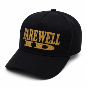 Black Farewell Cap with Gold Text