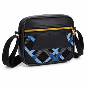 Luxury Black Geometric Print Crossbody Bag