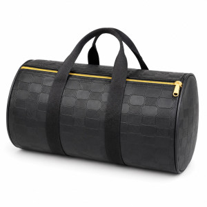 Luxury Black Embossed Travel Duffel Bag