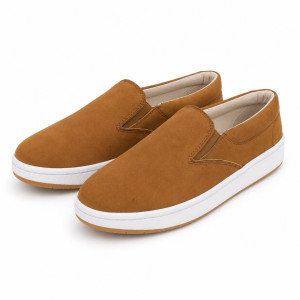 Mens Brown Casual Slip On Sneakers