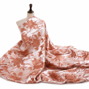 Luxury Blush Pink Floral Brocade Fabric Material