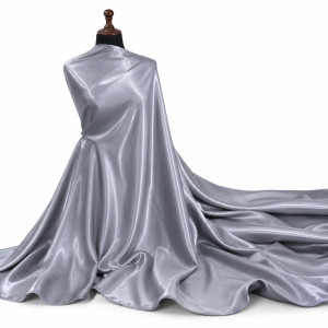 Luxury Silver Satin Fabric Material