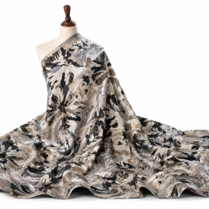 Luxury Beige Abstract Floral Brocade Fabric Material