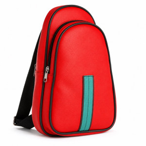 Red Faux Leather Sport Crossbody Backpack