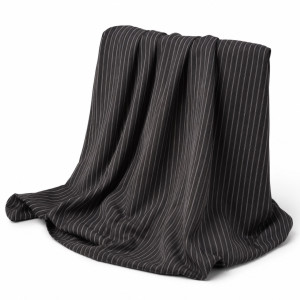 Black Pinstripe Luxury Suiting Fabric Material