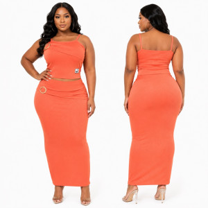 Coral Sleeveless Ribbed Bodycon Maxi Dress