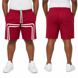 Mens Burgundy Athletic Casual Shorts
