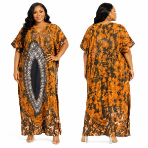 Womens  Plus Size African Print Maxi Kaftan Dress