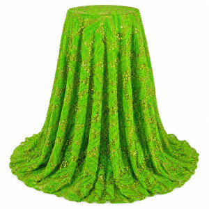 Luxury Lime Green Sequin Embroidered Lace Fabric