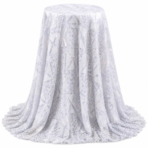 Luxury White Geometric Embroidered Lace Fabric
