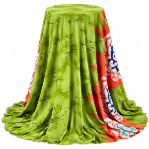 Luxury Olive Green Abstract Print vintage Fabric