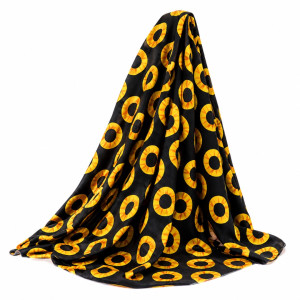 Luxury Black and Gold Circular Print vintage Fabric