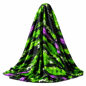 Luxury Neon Green Abstract Print vintage Fabric