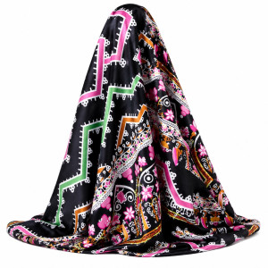 Luxury Black Multicolor Tribal Print vintage Fabric