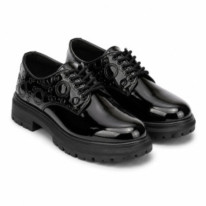 Mens Black Patent Leather Plain Toe Formal Shoes