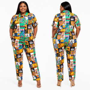 Womens Multicolor Artistic Print Two Piece Set
