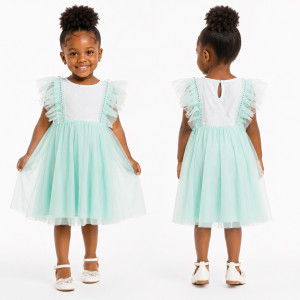 Girls  Mint Green Ruffle Tulle Party Dress