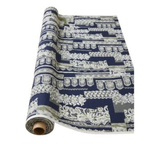 Navy and White Lace Pattern Print Fabric