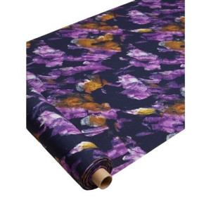 Purple and Gold Abstract Painterly Print Fabric