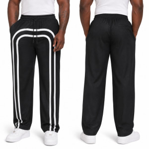 Unisex Black and White Stripe Detail Track Trousers