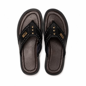 Unisex Dark Brown Cross Strap Slide Sandals