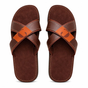 Men Brown Cross Strap Comfort Palms