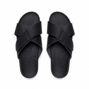 Quality Men Black Layered Casual SlipOn Slippers