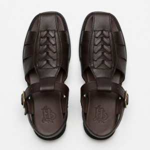 Handcrafted Dark Brown Leather Peshawari Chappal