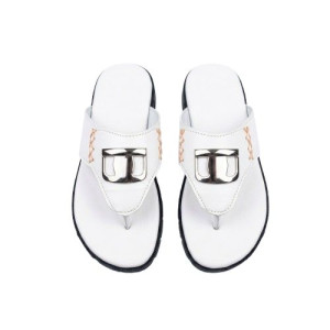 White Strap Sandals with Buckle Detail