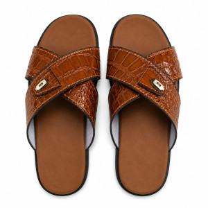 Brown Crocodile Pattern Sandals