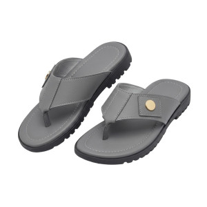 Mens Grey Textured Thong Sandals