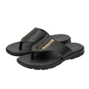 Hand Crafted Mens Leather Thong Sandals with Detailed Stitching