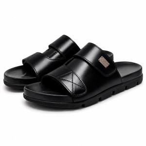 Luxury Black Dual Strap Slide Sandals