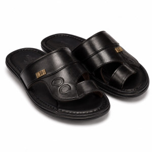 Luxury Black Cross Strap Toe Loop Slippers