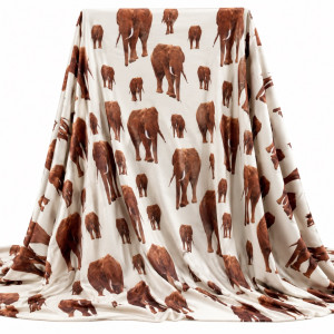 Luxury Beige Royal Elephant Safari Traditional Fenico Fabric