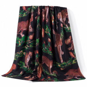 Luxury Black Royal Leopard Safari Traditional fenico Fabric