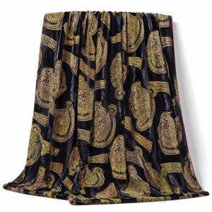 Luxury Black Gold Royal Paisley Traditional Fenico Fabric