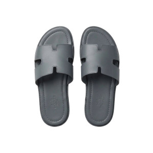 Mens Wide Strap Leather Slide Sandals
